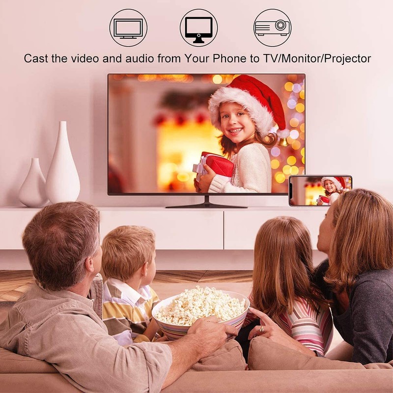 HDMI Mirroring AV Cable Phone to TV HDTV Adapter 1080P for iPhone 14 13 12 11 XR gallery