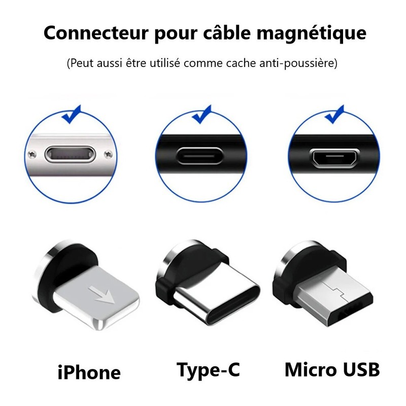 USB-C / Micro USB / iOS Type-C Magnetic Cable Connector Adapter Grey gallery