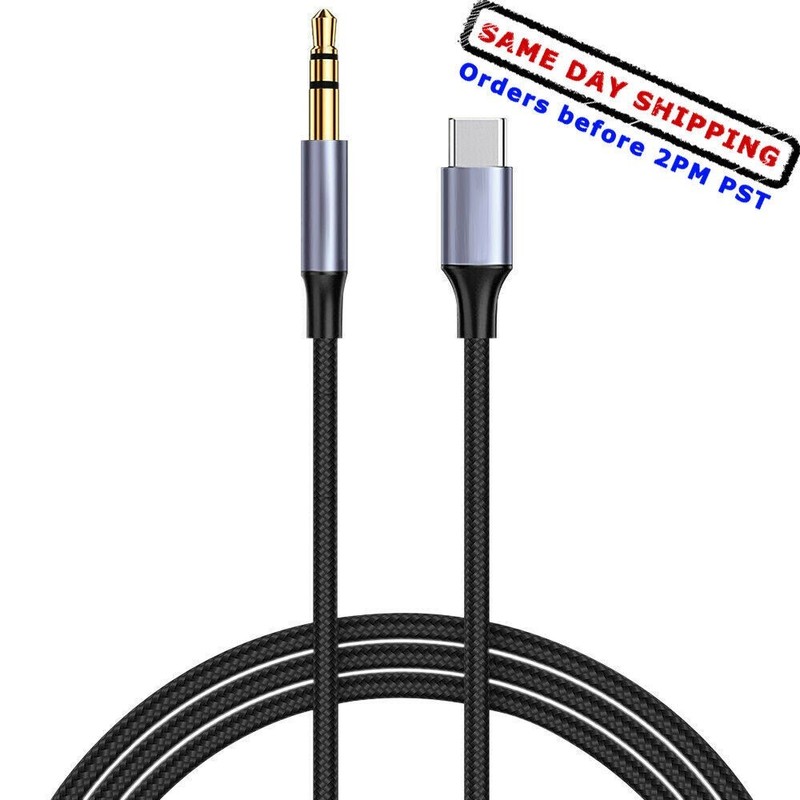 Type C USB C TO 3.5mm Jack Cord Car Stereo Transfer Audio Aux Cable fits Samsung