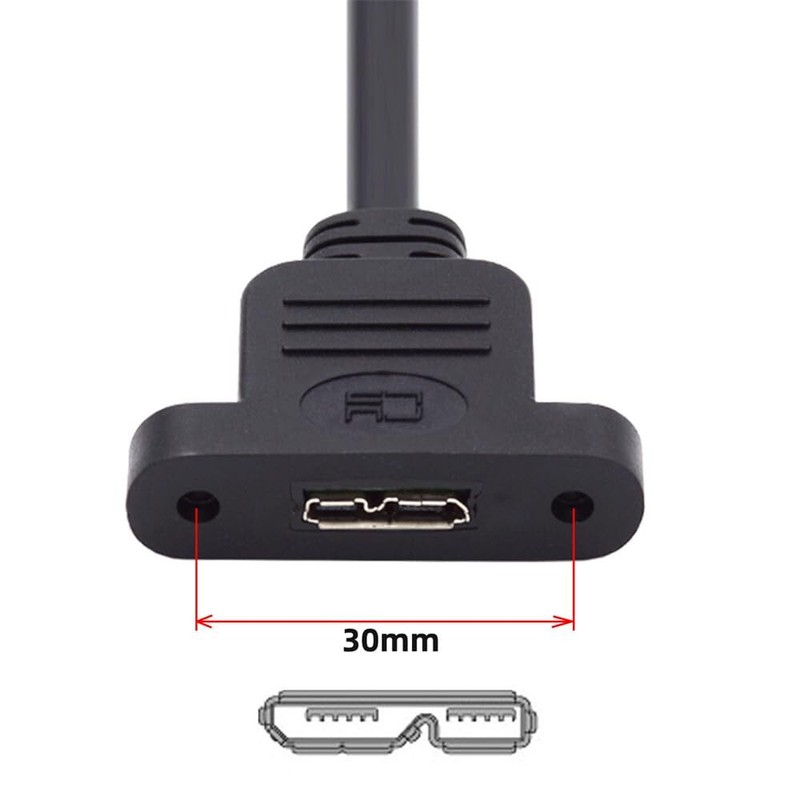 Type-A USB 3.0 Male to Micro 3.0 Type-B Female Screw Mount Type 5Gbps Data Sy... gallery