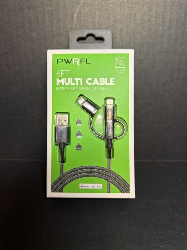 PWRFL Vivitar 6FT Multi Cable Micro USB/USB-C