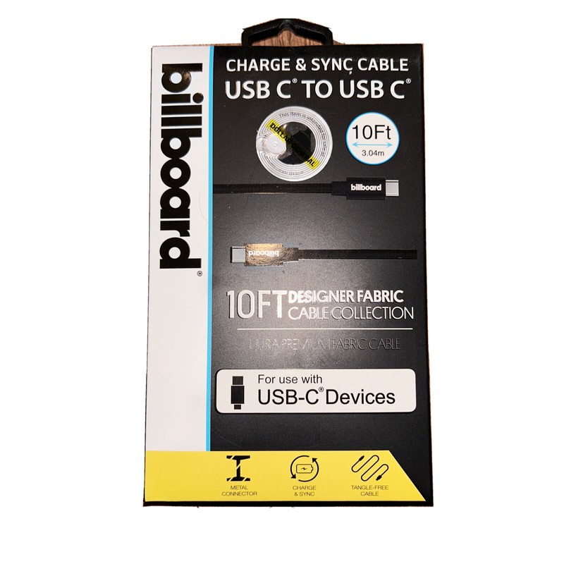 10’ Billboard USB-C to USB-C Charge and Sync Cable - Black - New gallery