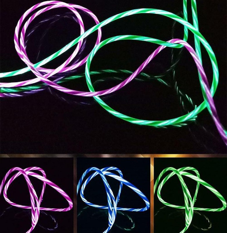 CANDY FLOW LED Light flash USB Charger cable for ALL MICRO-B USB phones/devices gallery