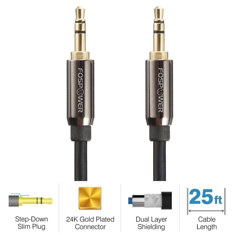 2x 25FT AUX Headphone 3.5mm Cable Male to Male Car Stereo Audio Cord iPhone MP3
