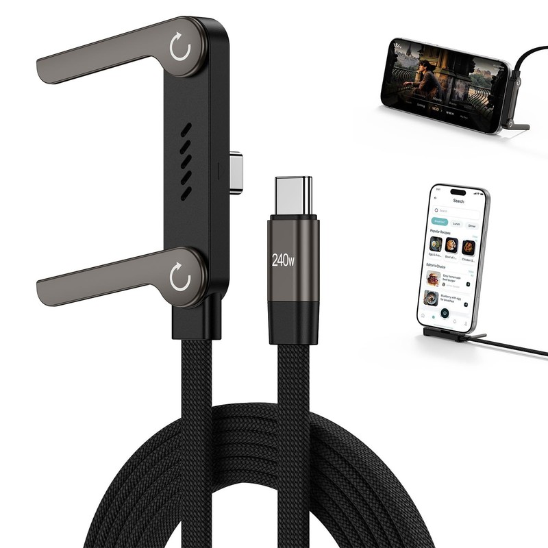 Invisible Holder Charger Cable,240W USB C to USB C Fast Charging Cable,5FT Ri…