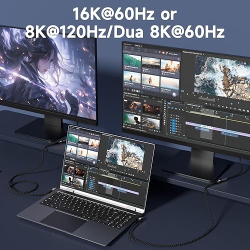 90° USB C Cable 1FT - Thunderbolt 5/4, 80Gbps Data Transfer, 240W Fast Charge, 1 gallery