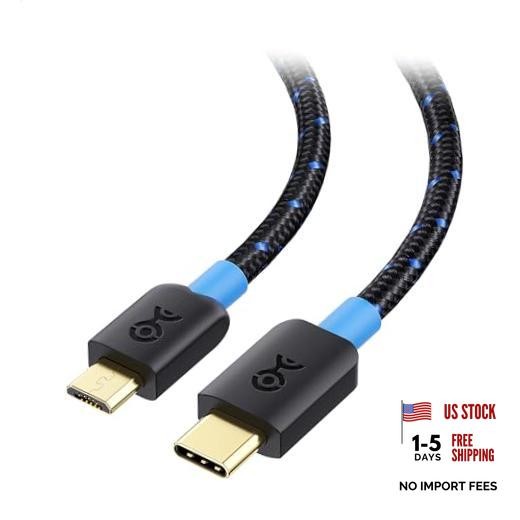 Braided USB C to Micro USB Cable – 3.3ft, [3A/15W Charging, 480Mbps 3.3 Feet