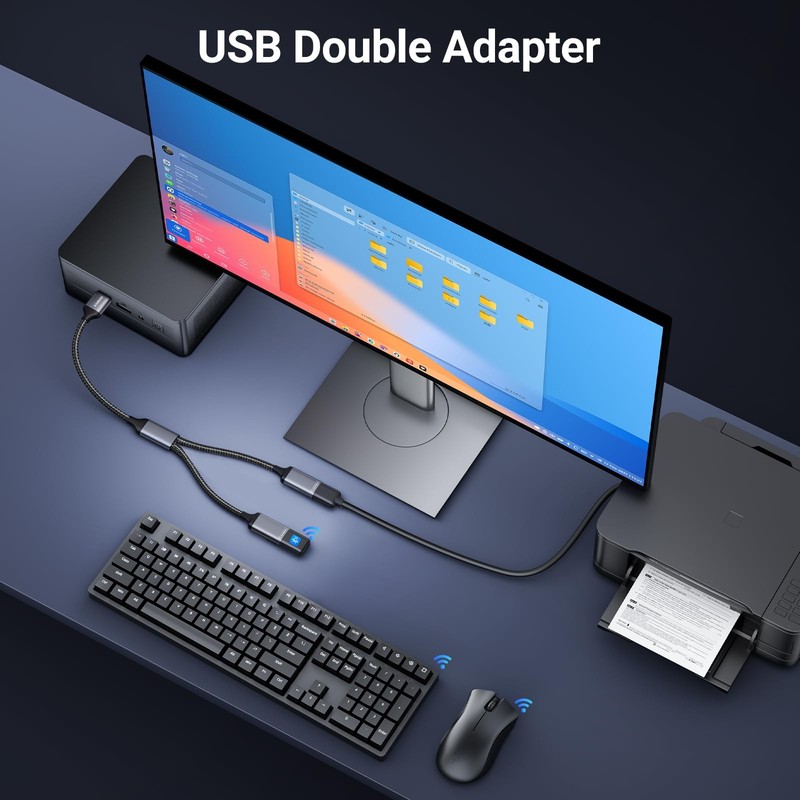 USB Splitter 1 in 2 Out, USB Splitter Cable, Double Dual Port Adapter for Cha... gallery