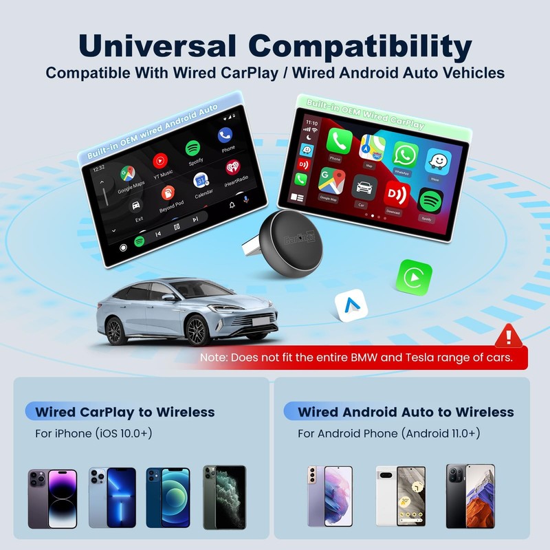 Mini Ultra 3 Wireless CarPlay & Android Auto Adapter, Convert Factory Wired t... gallery