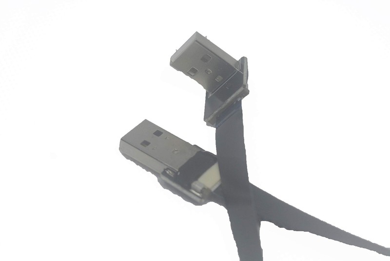 Short Flat Slim Thin Ribbon Standard USB A Male 90 Degree Angled Straight 20CM