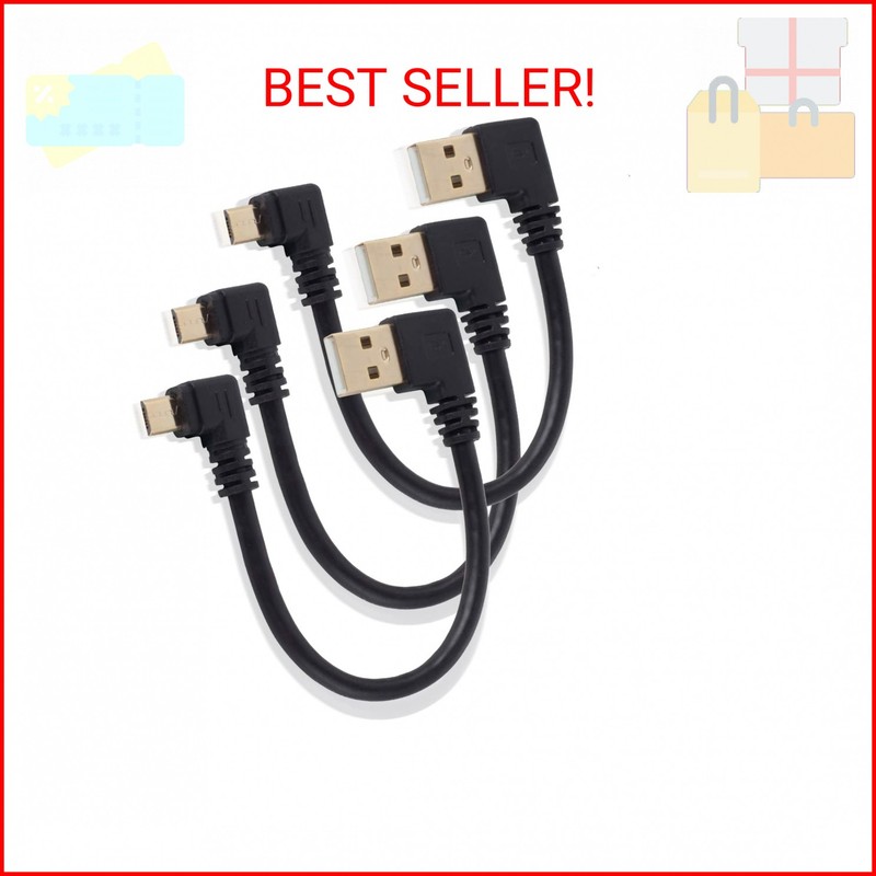 Herfair USB to Micro USB Cable 6Inch Right Angle Short USB Micro Cord 90 Degree