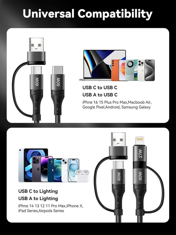 60W Coiled USB C Cable,iPhone Charger Cable for Car 2Pack 4FT [MFi Certified] Co gallery