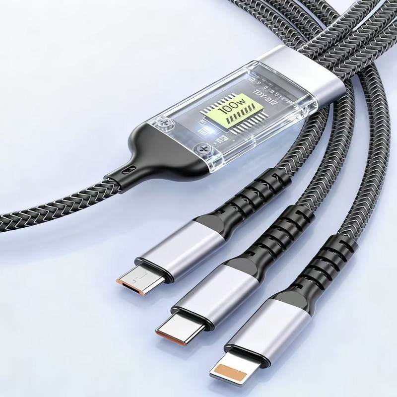 120CM/3-in-1 Bold Fast Charging Cable Universal Cell Phone USB Charger Cord