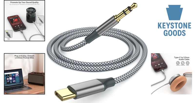 6.5ft USB-C to 3.5mm AUX Audio Cable for Smartphones, Tablets, and Laptops gallery