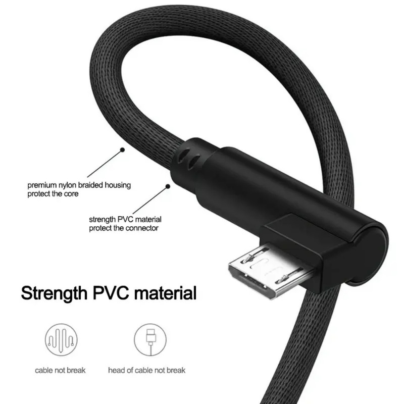 90 Degree Angle Fast Charge Micro USB Cable Sync Cord Charger for Samsung Galaxy gallery