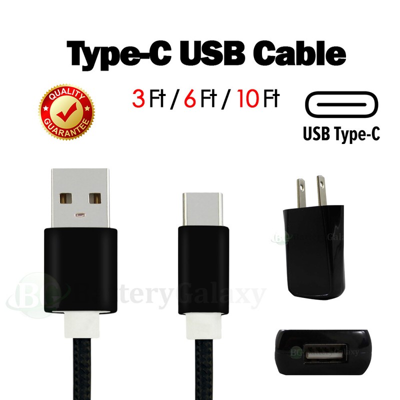 3/6/10 FT USB-C Type-C Cable for Samsung Galaxy S10 S8 S9 Plus Fast Wall Charger
