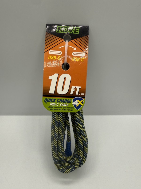 ROVE 10 FT. TYPE-C TO TYPE-C CHARGING CORD BRAIDED CABLE FOR MOBILE DEVICES