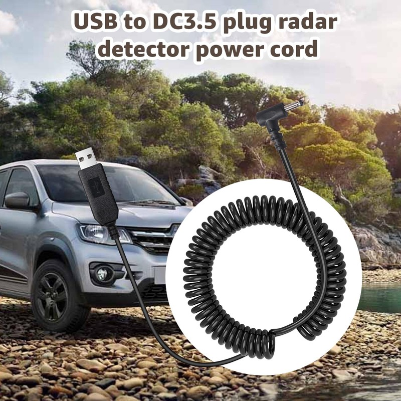USB to DC3.5 Plug Power Cable for Radar Detectors, 8.2FT 5V-12V USB Power Cab... gallery