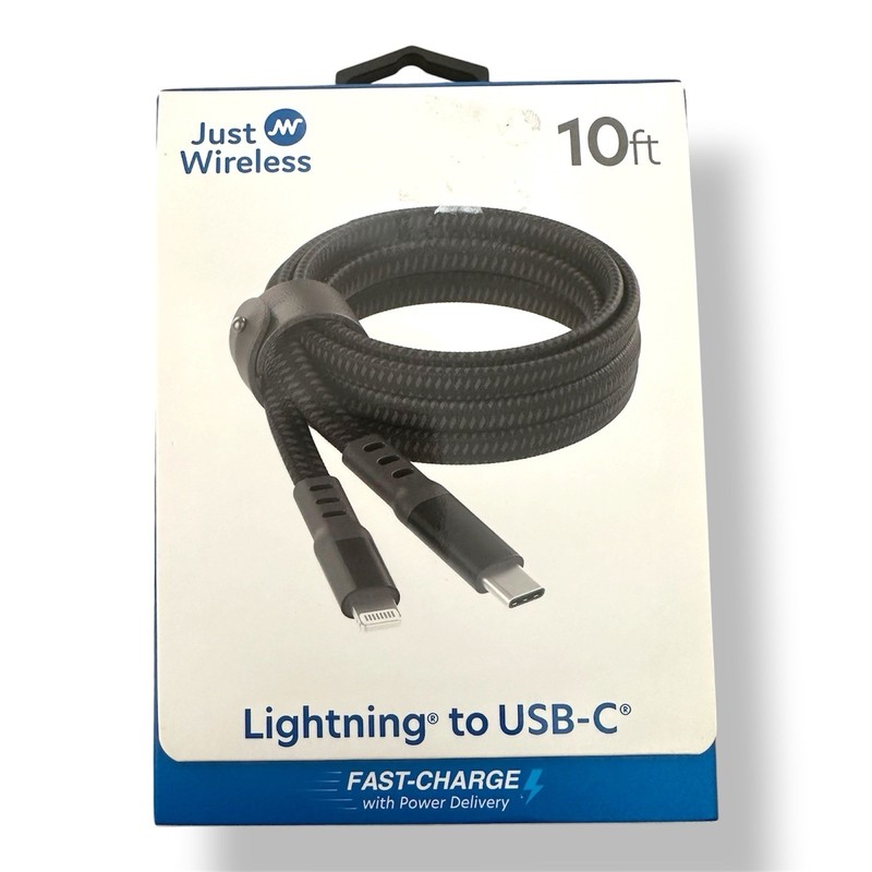 Just Wireless Ultra Braided USB-C to USB-C Flat Charging Cable 10ft
