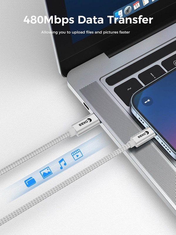 OXAA 2M USB C to Iightning Charging Cable – 2 Pack OXCB1341 Silver | New