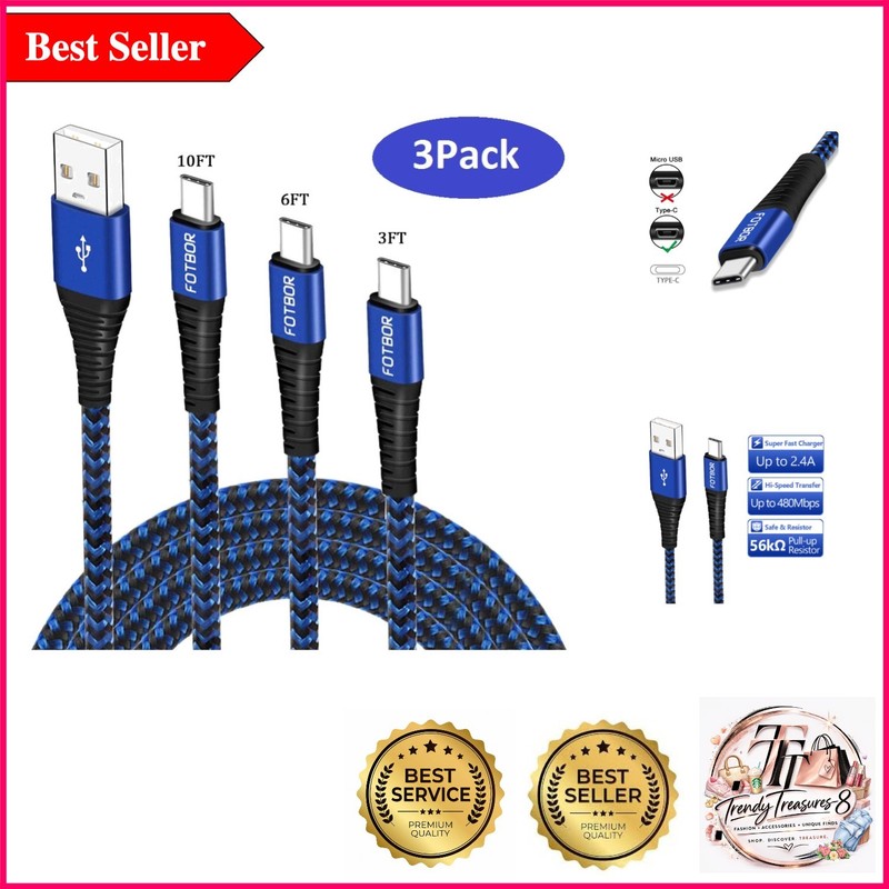 VIVO Tech USB Type-C Charging & Data Cable Pack – Fast, Durable, Tangle-Free