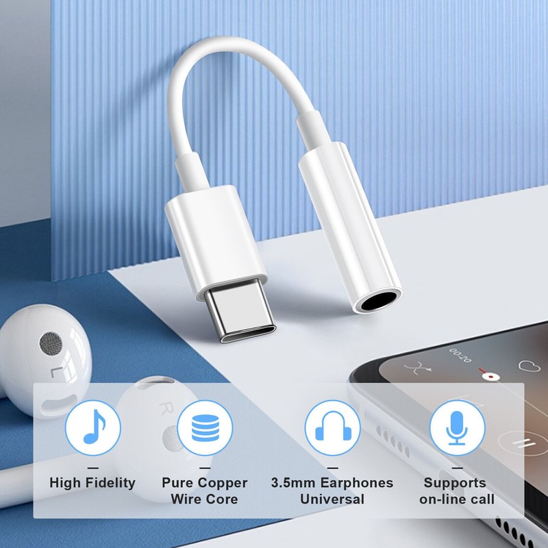 For iPhone 17 Pro Max Plus USB-C to 3.5mm Aux Jack Adapter Earphone Cable Cord gallery