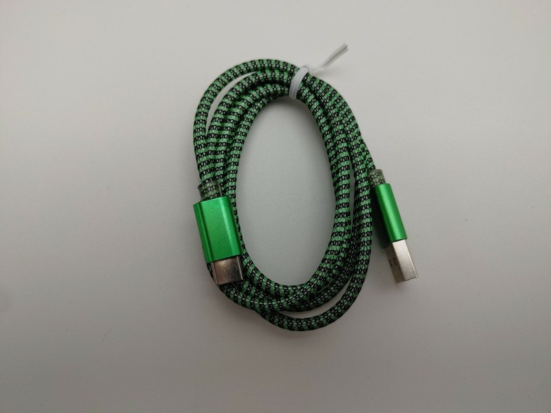 4x USB-USB C 39" Cloth Wrapped 2.1 Amp A Charging Data Cable Green Aluminum Ends gallery