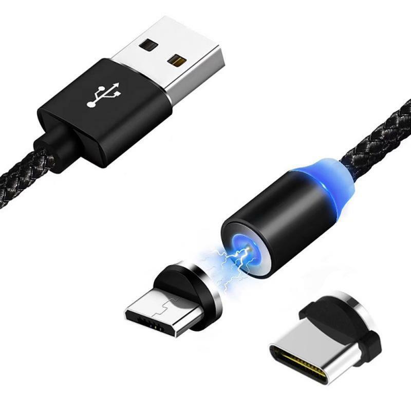 USB 360° Round LED Magnetic Charging Cable Micro USB, USB Tyep C, and iPhone
