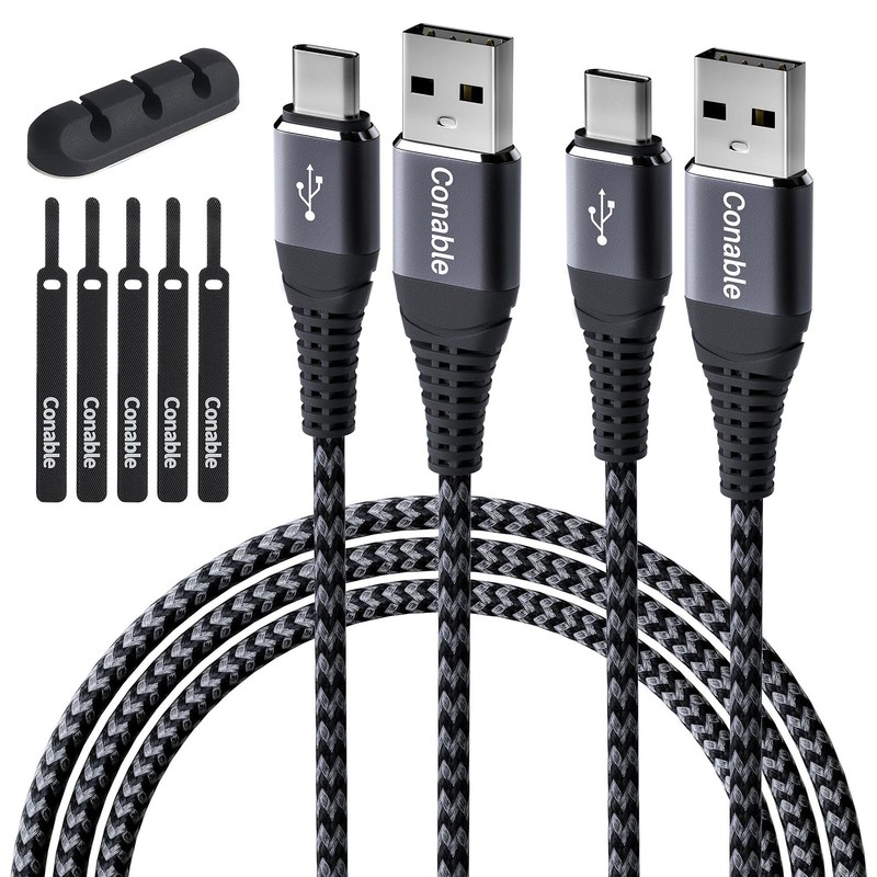 USB C Cable 2FT (2-Pack), Fast Charging A to Type C 2 Feet (2 Pack), Grey