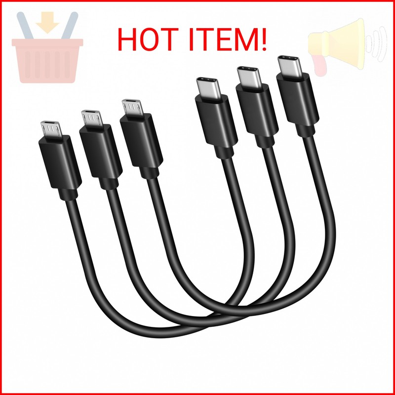 UCEC 3 Pack Micro USB to USB C Cable, Short Type C to Micro USB, Micro USB to US