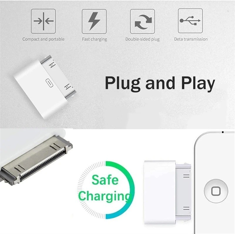 30-Pin To USB C Adapter Charging Data SyncConverter for IPhone 4 4S 3GS IPad 3 2 gallery