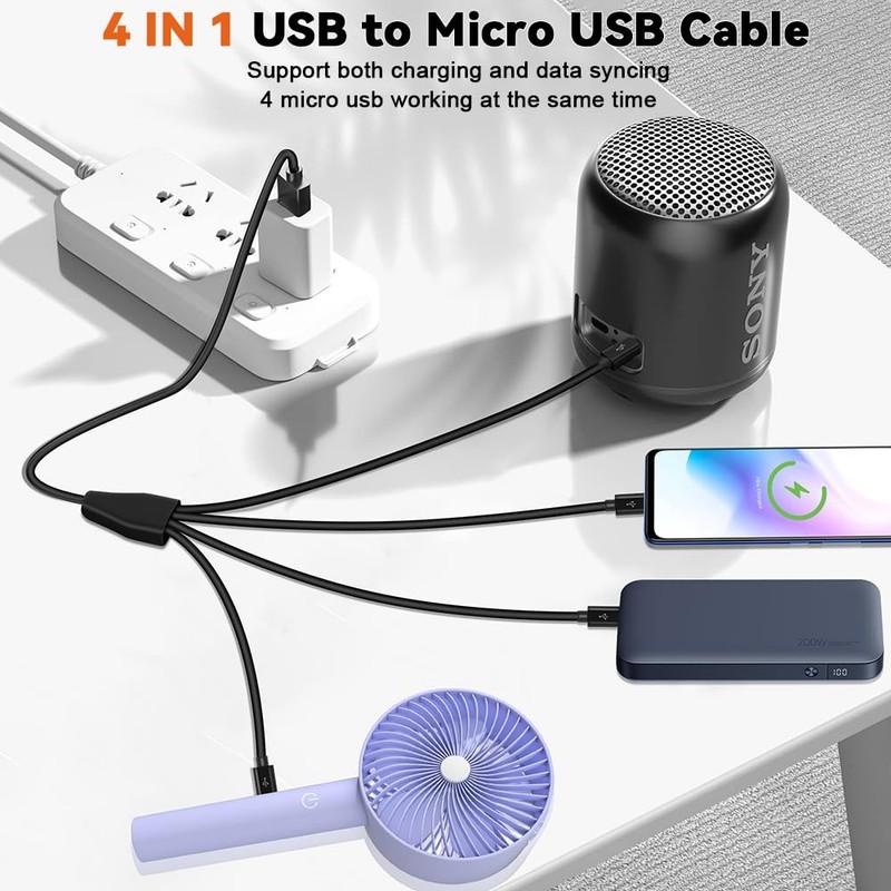 Micro USB Splitter Cable, 4-in-1 Multi Micro USB Charging Cord, USBMicro Wire... gallery