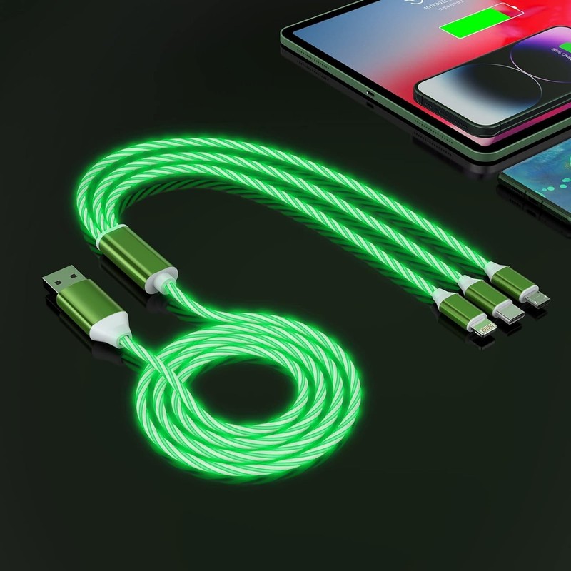3-in-1 Multi USB Universal Flowing LED Light Up Phone Charge Cable，