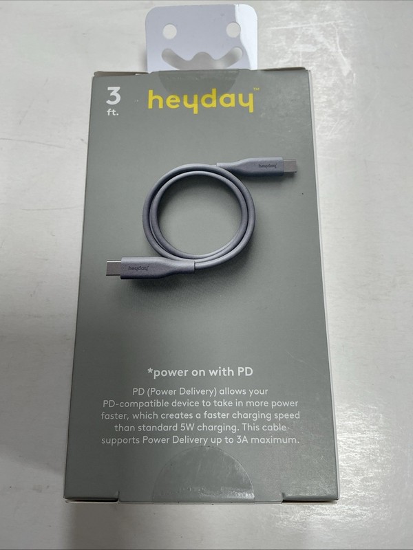 Heyday 3 FT Fast Charging Cable USB-C To USB-C - Gray gallery