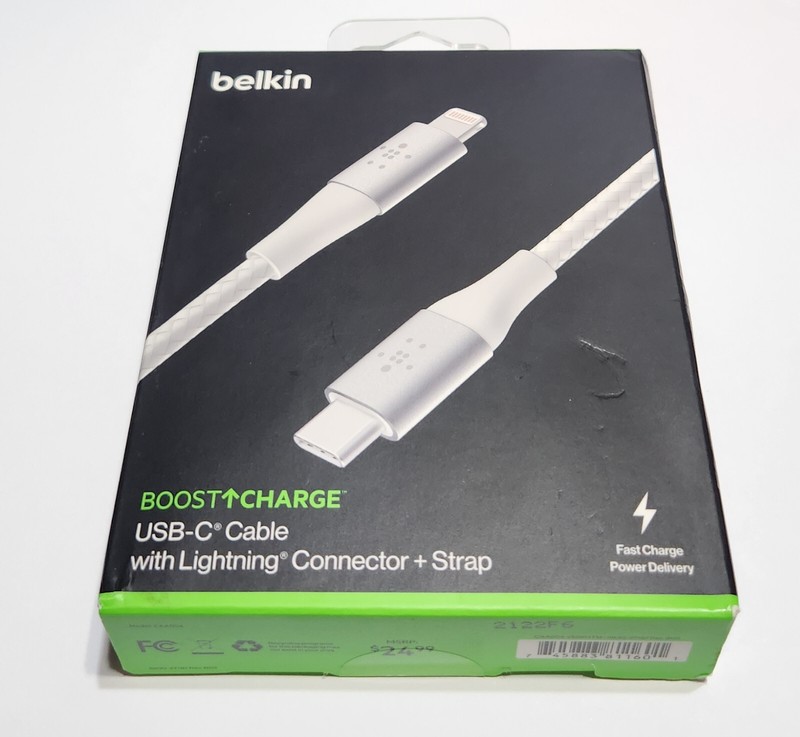 NEW White Belkin Boost Charge Braided USB-C to Lightng Cable 6.6ft/2M - CAA004 gallery