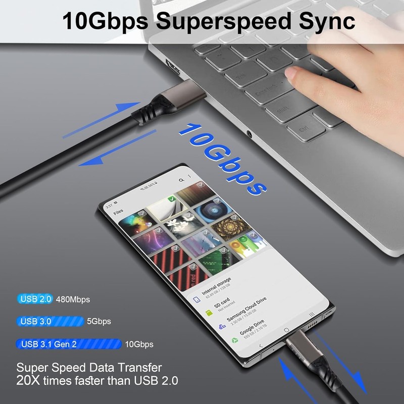 USB C Cable 6.6ft, USB-A to USB-C Cable USB 3.1 USB 3.2 Gen2 10Gbps Data Charger gallery