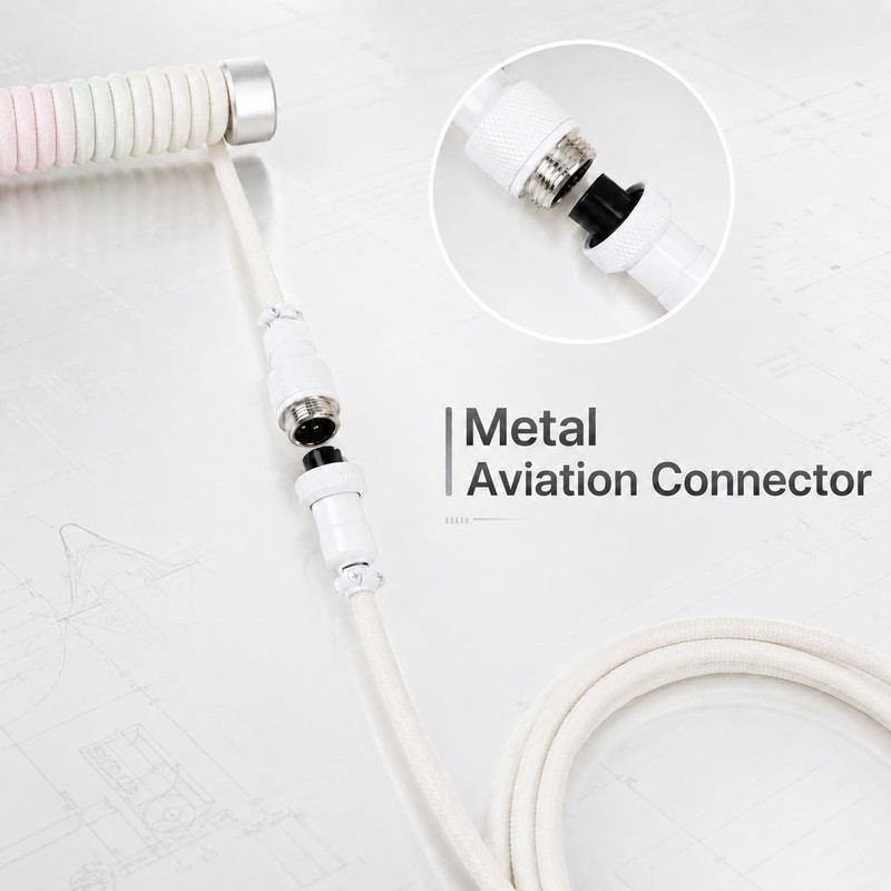 Coiled Keyboard Cord with Keyboard Cable Organizer, Detachable Metal Aviator,... gallery