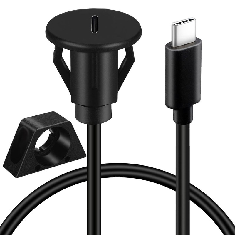 USB C extension cable 3/4″ round hole 3.1 male to female 3ft for car truck