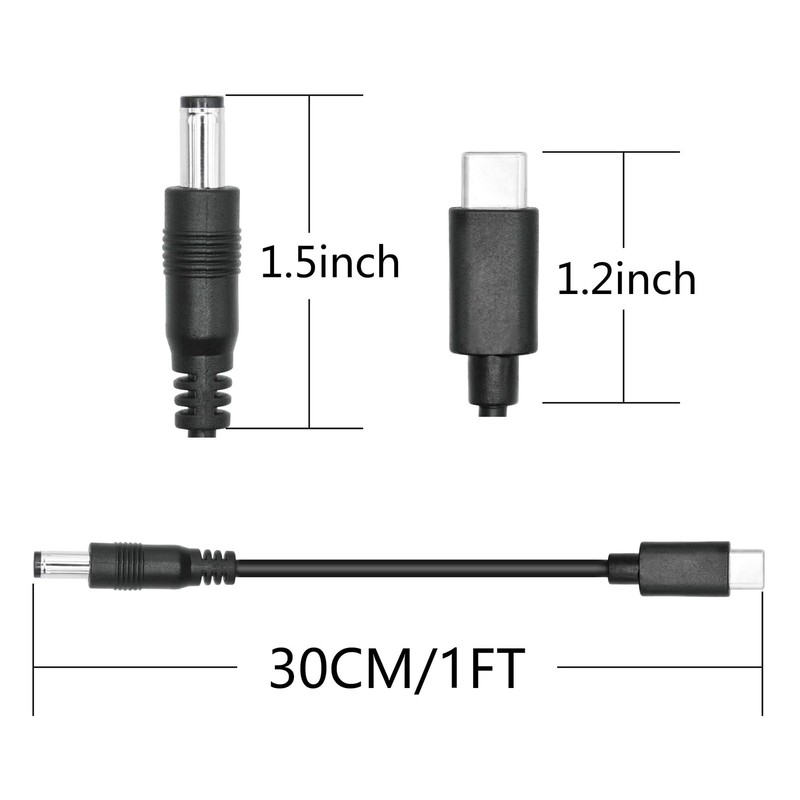 4Pcs DC 5.5mm x 2.1mm to USB Power Cable 1FT, DC 5521 to USB Plug 5V 3A Power... gallery