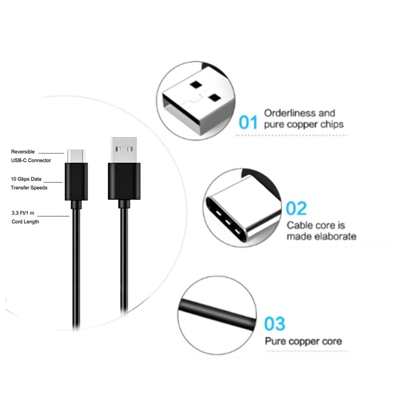 USB Type-C Charging Cable for W-King & Marshall Speakers - 3.3ft Durable Design gallery