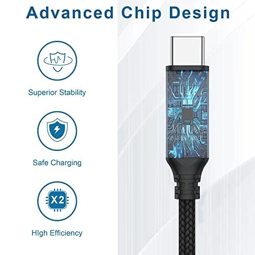 Extra Long 16ft USB Type-C Fast Charging Cable 2-Pack, Quick Charger for Samsung gallery
