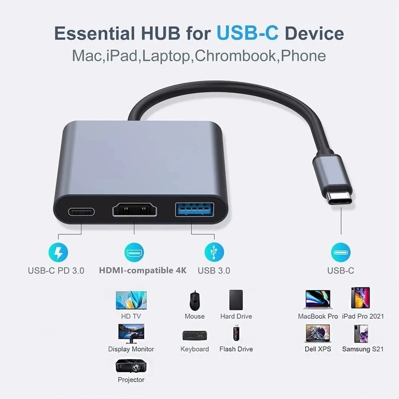NEW USB Type C to HDMI HDTV TV Cable Adapter Converter For Macbook Android Phone gallery