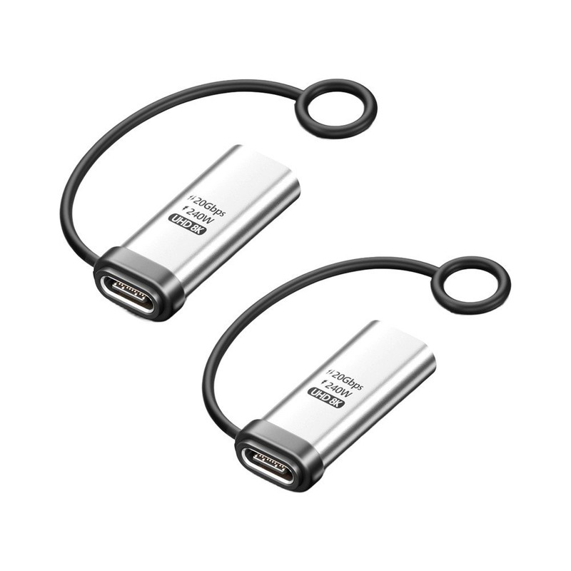 USB C Adapter Dual 240W 20Gbps 8K@60Hz Aluminum Alloy 2pcs Black Silver gallery