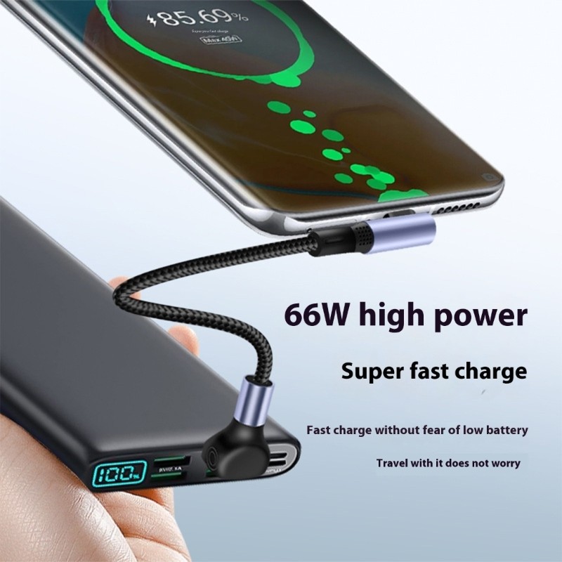 15/25/50cm Short 66W USB USB to Type C Cable 90 Degree Elbow USB To Type C Cable gallery