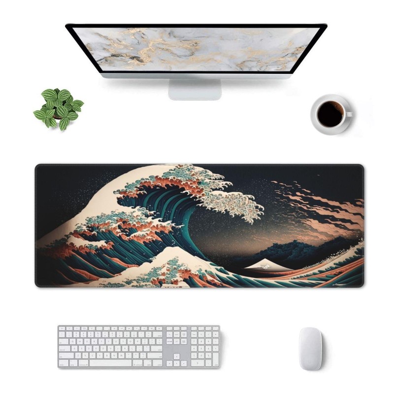 Japanese Waves in The Dark Gaming Mouse Pad XL, Large Non Slip Rubber Mousepa... gallery