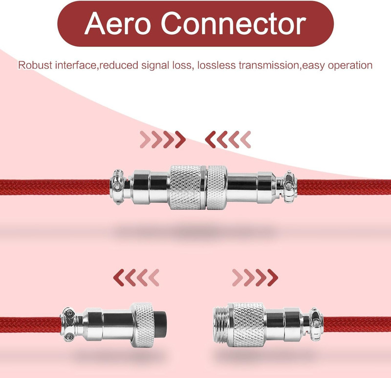 USB C to A Coiled Keyboard Cable Red, Detachable Spiral Wired, Extendable Spring gallery