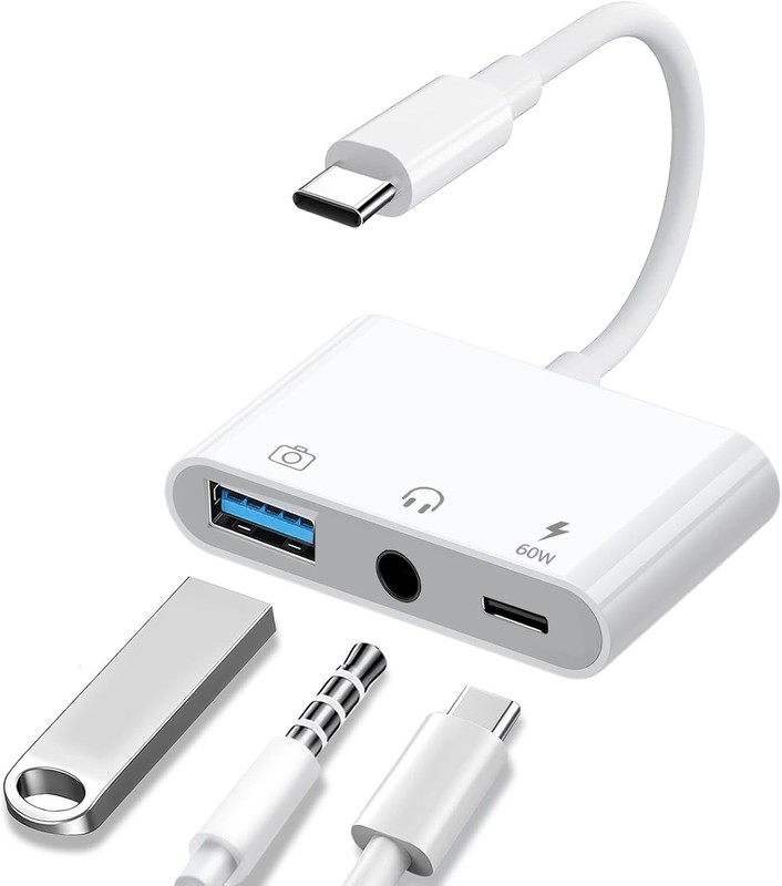 Enhance Your Devices with 3-in-1 USB C to USB Adapter - 60W Charge & Audio gallery