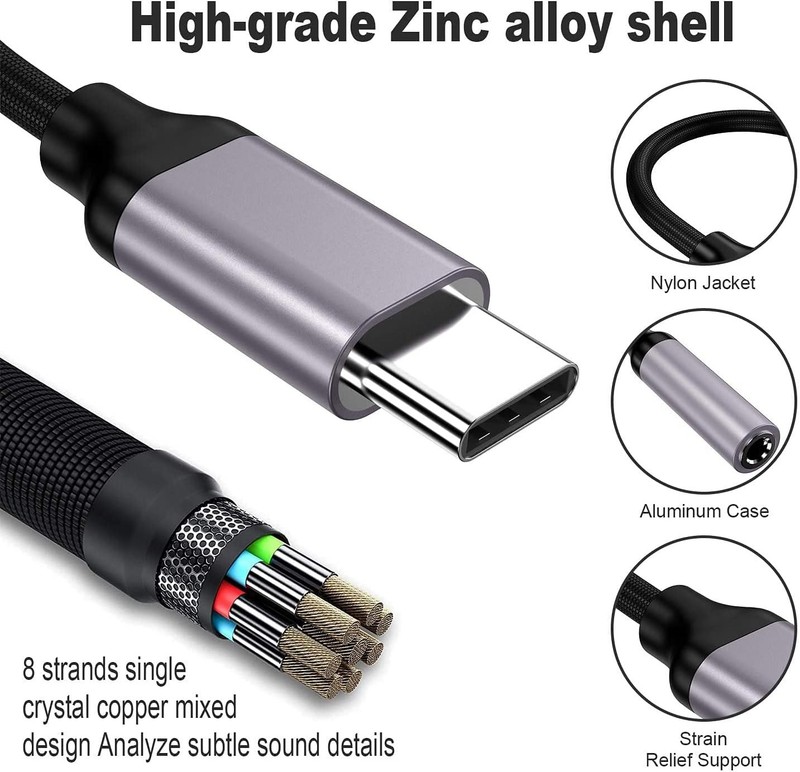 2 Pack USB Type C to 3.5mm Headphone Jack Adapter, USB C to Aux Female Audio gallery