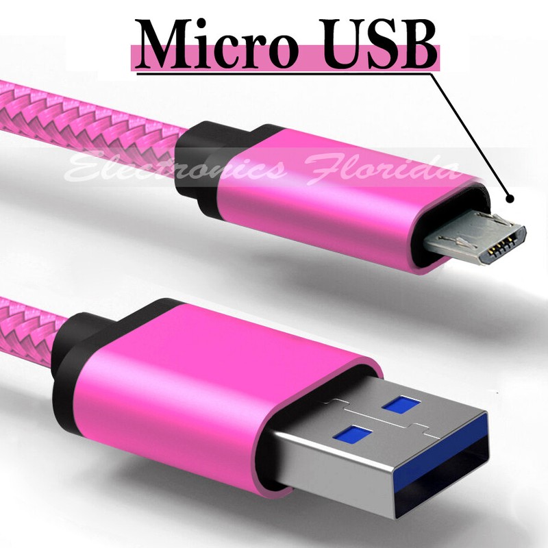 [PACK of 100] Micro USB Charger Cable Nylon Braided for android cellphone gallery