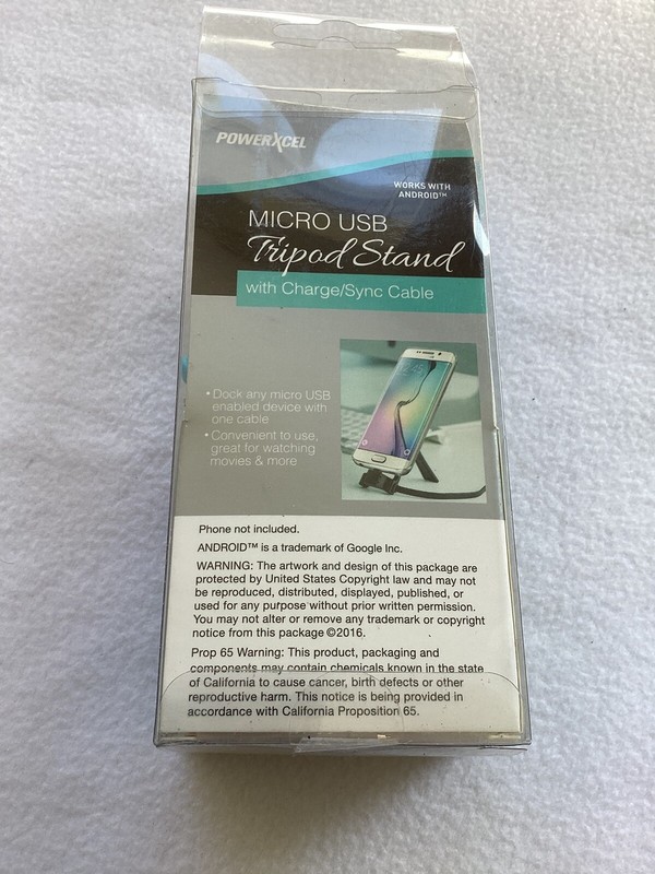 PowerXcel Micro USB Tripod Stand w/Charge/Sync Cable for Android,Baby Blue gallery